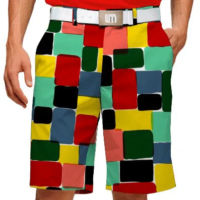 Loudmouth Golf: Men's Shorts - Technicolor Dream Summer Wardrobe Active Lifestyle