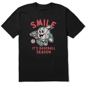 Men's Smile It's Baseball Season Mascot Short Sleeve Crusher Tee Anti Pilling Treatment Sustainable Production Process