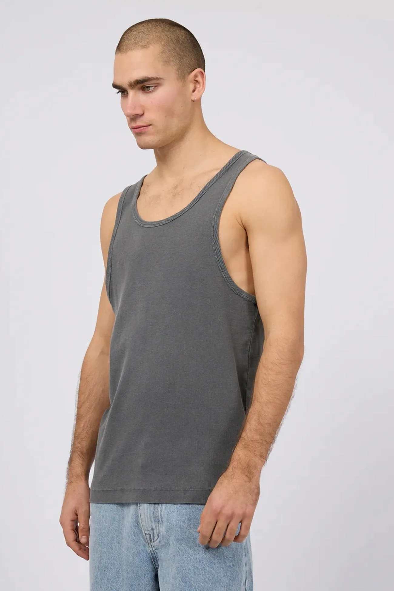 Rib Tank Coal Hypoallergenic Fibers