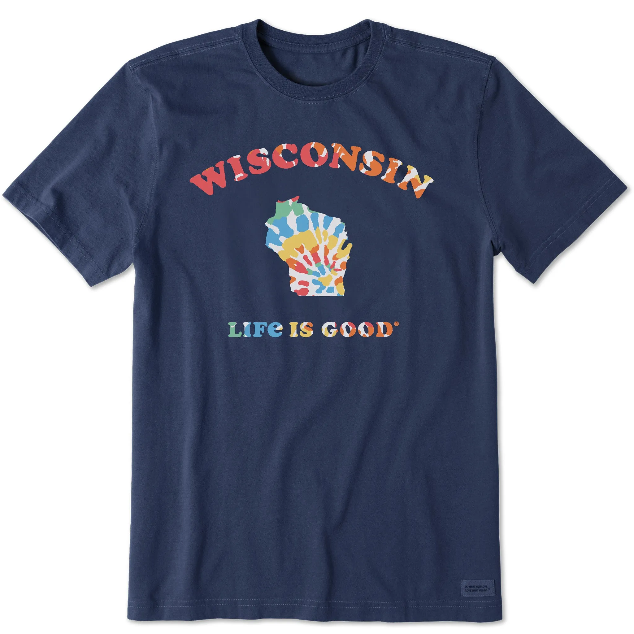 Denim combination Fashion Top Men's Tie Dye Wisconsin Short Sleeve Crusher Tee