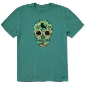 Men's Sunflower Skull Short Sleeve Crusher Tee Casual Active UltraLightweight