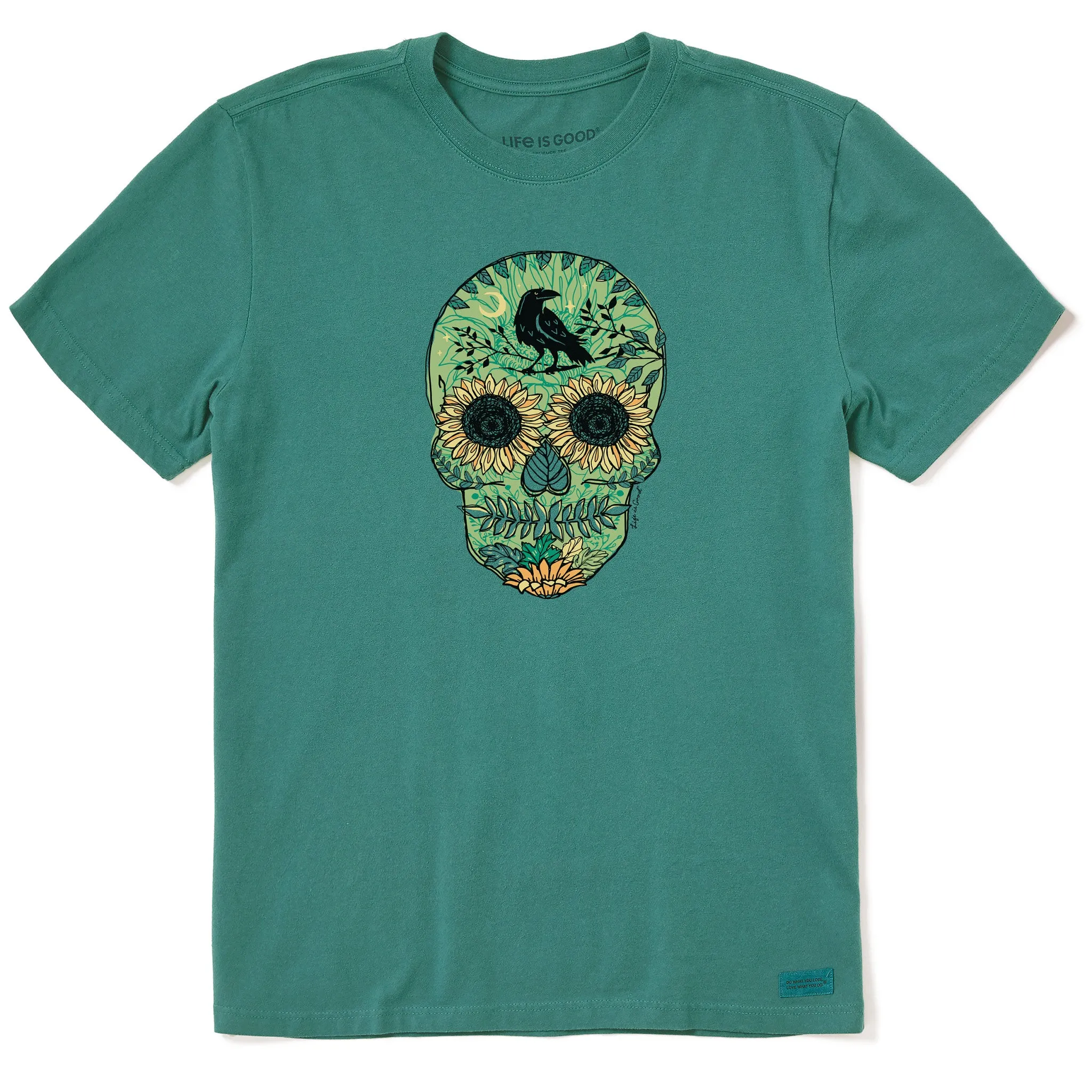 Easygoing Wear Men's Sunflower Skull Short Sleeve Crusher Tee