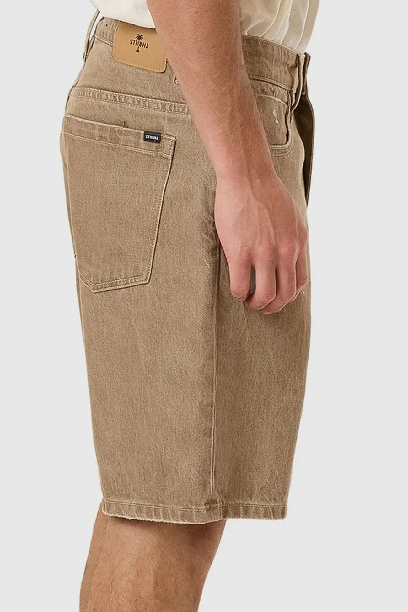 Slacker Denim Short Breen Stonewash embroidery work