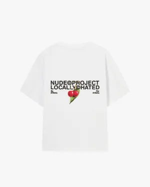Sporty Design Locally Hated Cherry Tee White