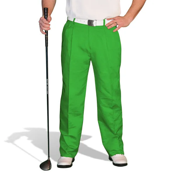 Breathable Waist Golf Knickers: Mens 'Par 4' Cotton/Ramie Golf Trousers - Lime