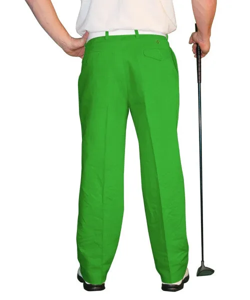 Golf Knickers: Mens 'Par 4' Cotton/Ramie Golf Trousers - Lime LightweightComfort