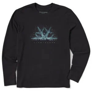 NonIrritatingTags Light Comfort Style Men's Snowflakescape Long Sleeve Crusher Tee