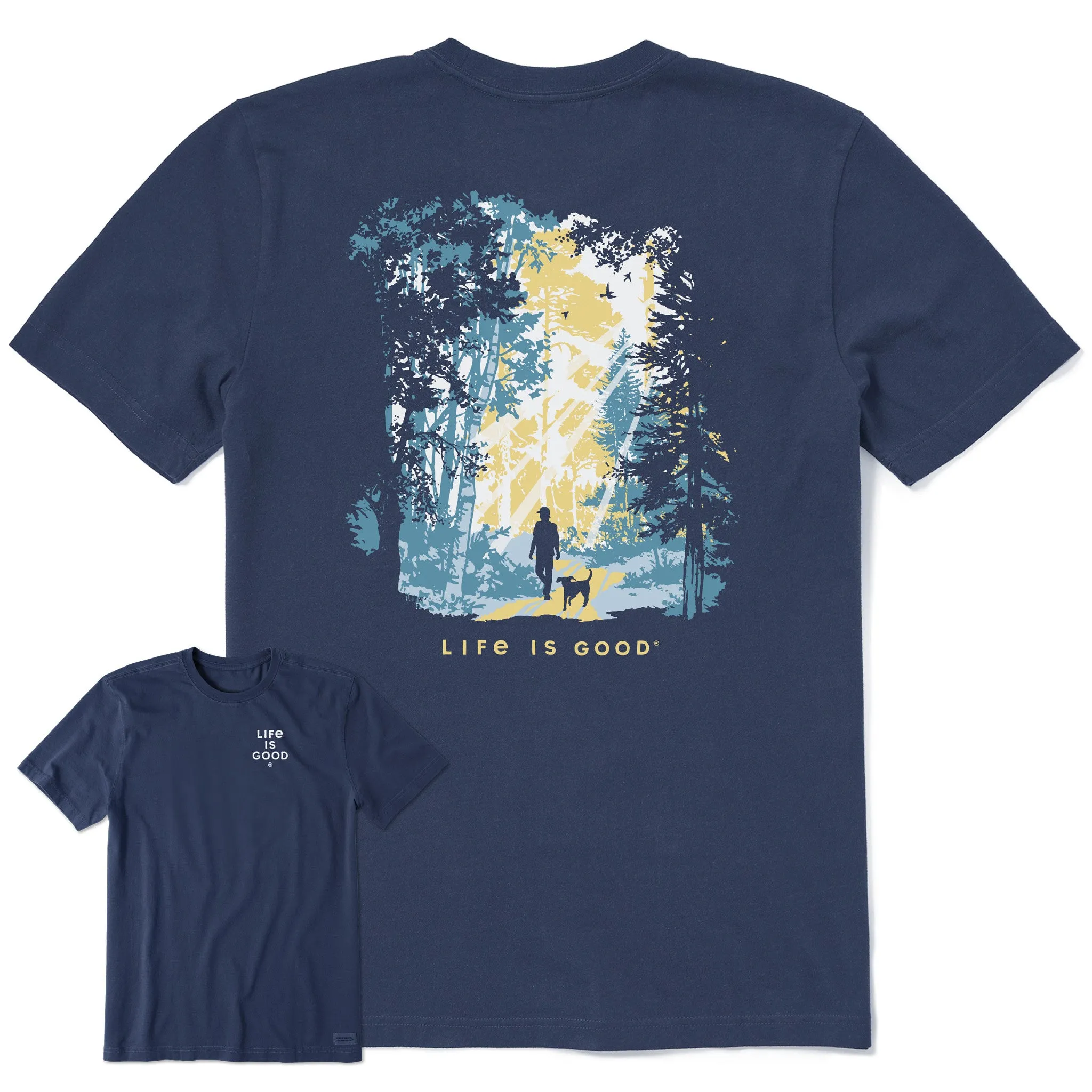 Chic Cut Men's Hiker w Sunbeams in the Woods Short Sleeve Crusher Tee