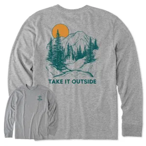 All Purpose Wear Men's Take it Outside Mountains Long Sleeve Crusher Tee