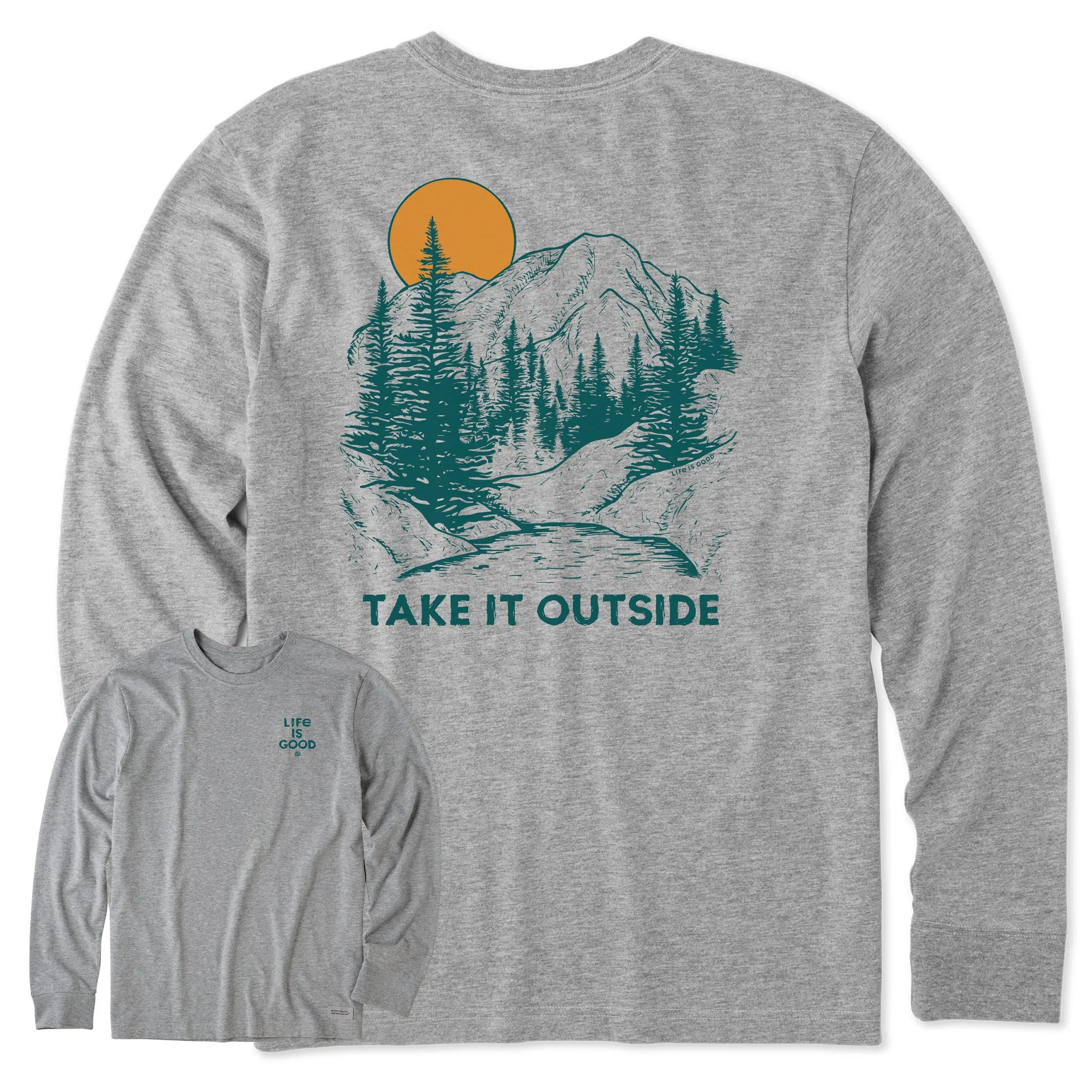 All Purpose Wear Men's Take it Outside Mountains Long Sleeve Crusher Tee