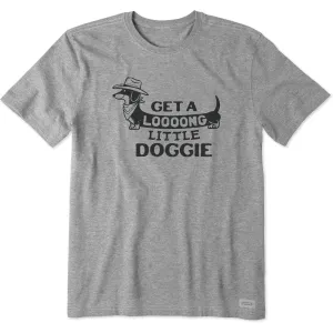 Brushed Interior Lining Men's Get a Loooong Little Doggie Short Sleeve Crusher Tee