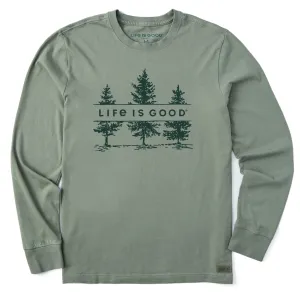 Non Iron Finish Classic Chic Men's Three Pine Trees Long Sleeve Crusher Tee
