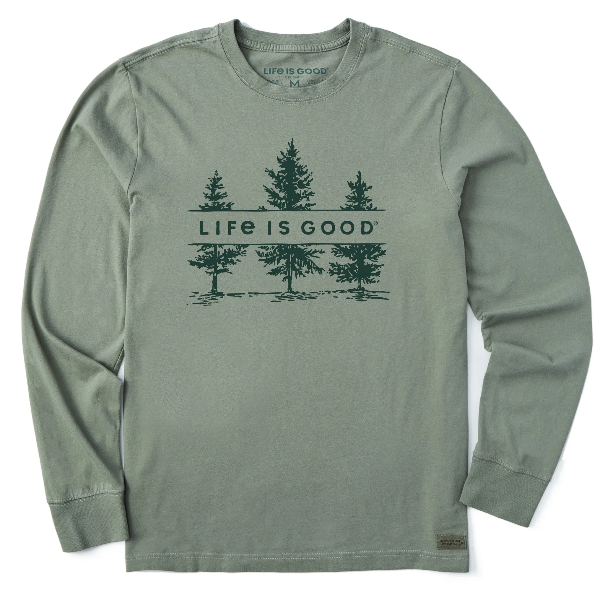 Men's Three Pine Trees Long Sleeve Crusher Tee Cozy Stretch