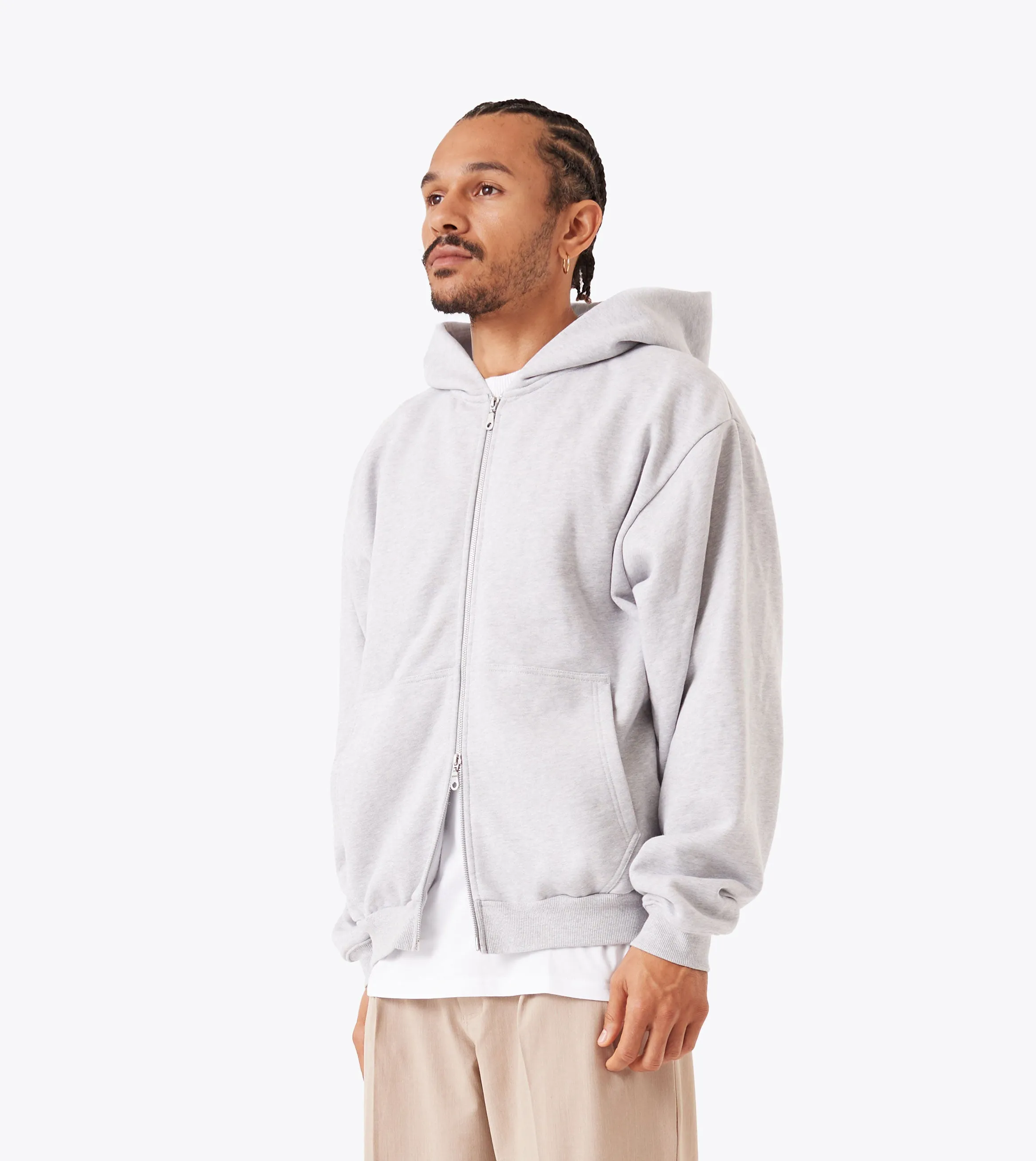 Box Zip Hood Grey Marle Sporty Layer Metallic colors
