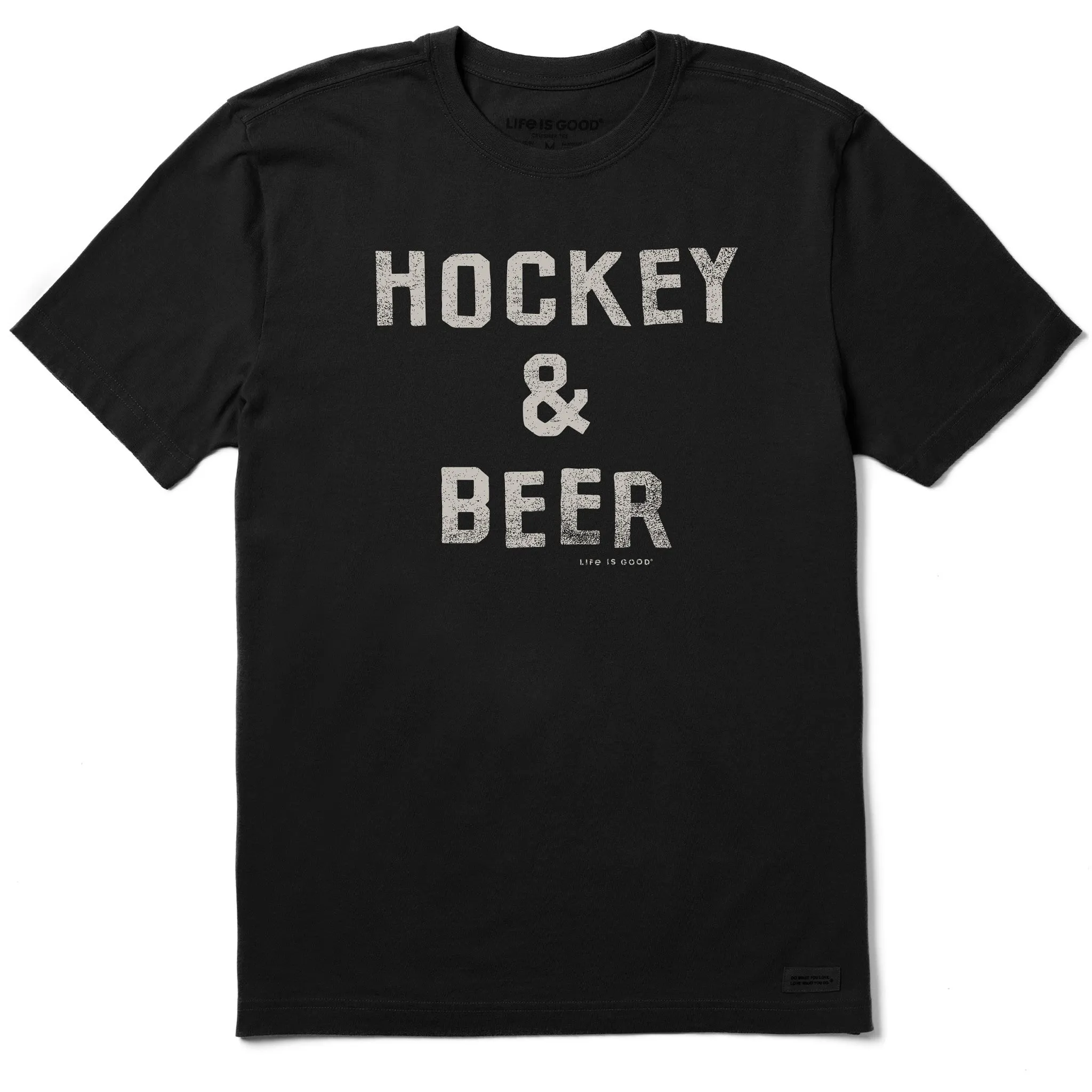 Curved Hemline Travel Style Trend Men's Hockey & Beer Short Sleeve Crusher Tee