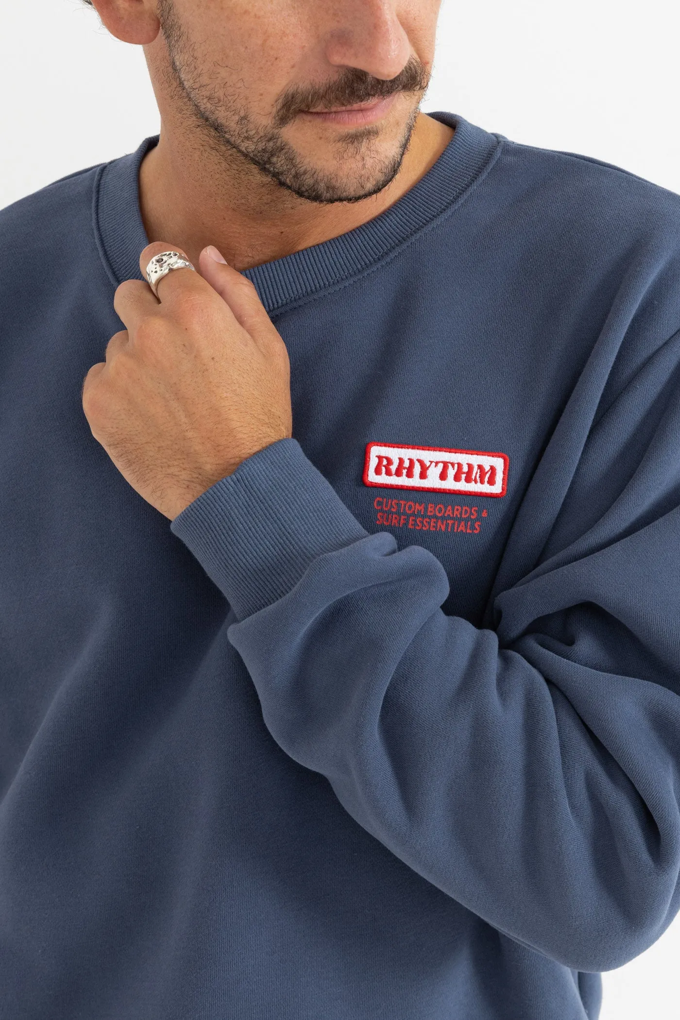 Mechanics Crew Fleece Indigo Relaxed Layer
