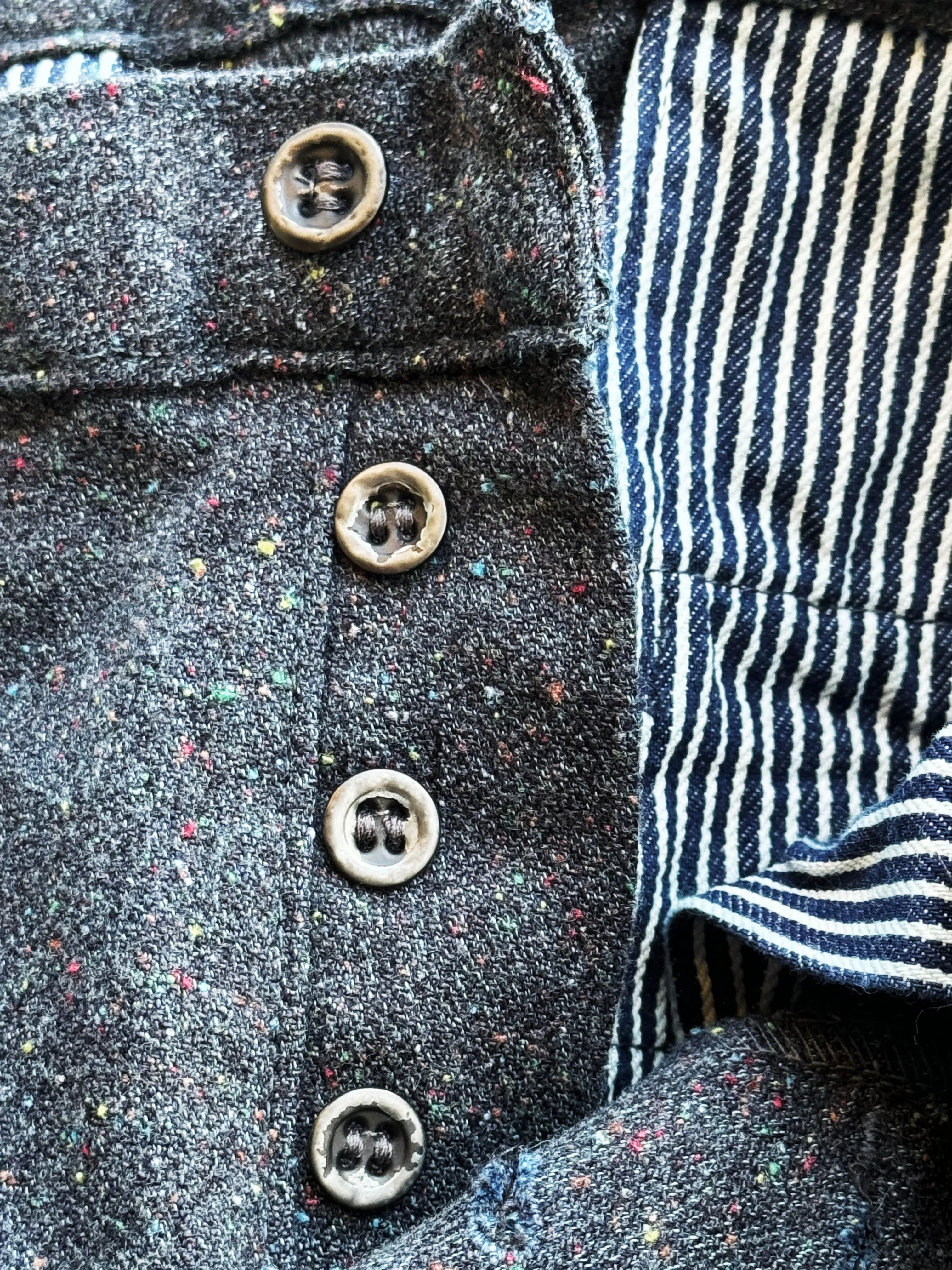 Decorative stitching Quick drying material Japanese 13 oz Cotton/wool tweed trousers