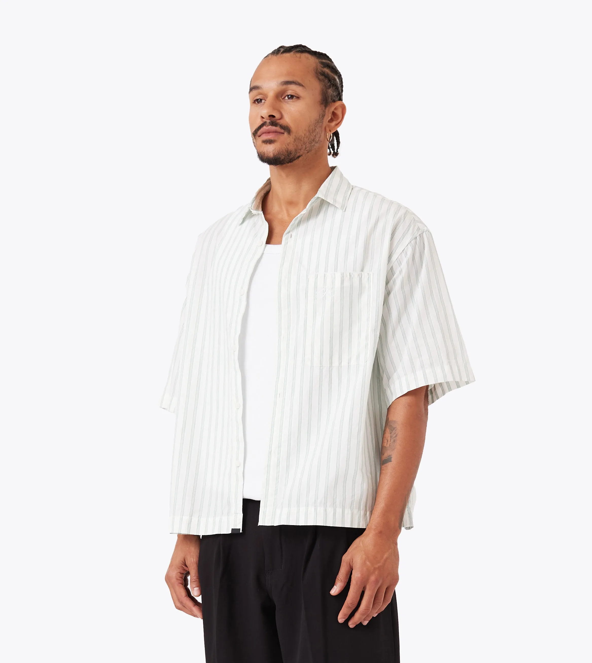 Box Crop Shirt Vintage White/Seaweed FadeResistant Color