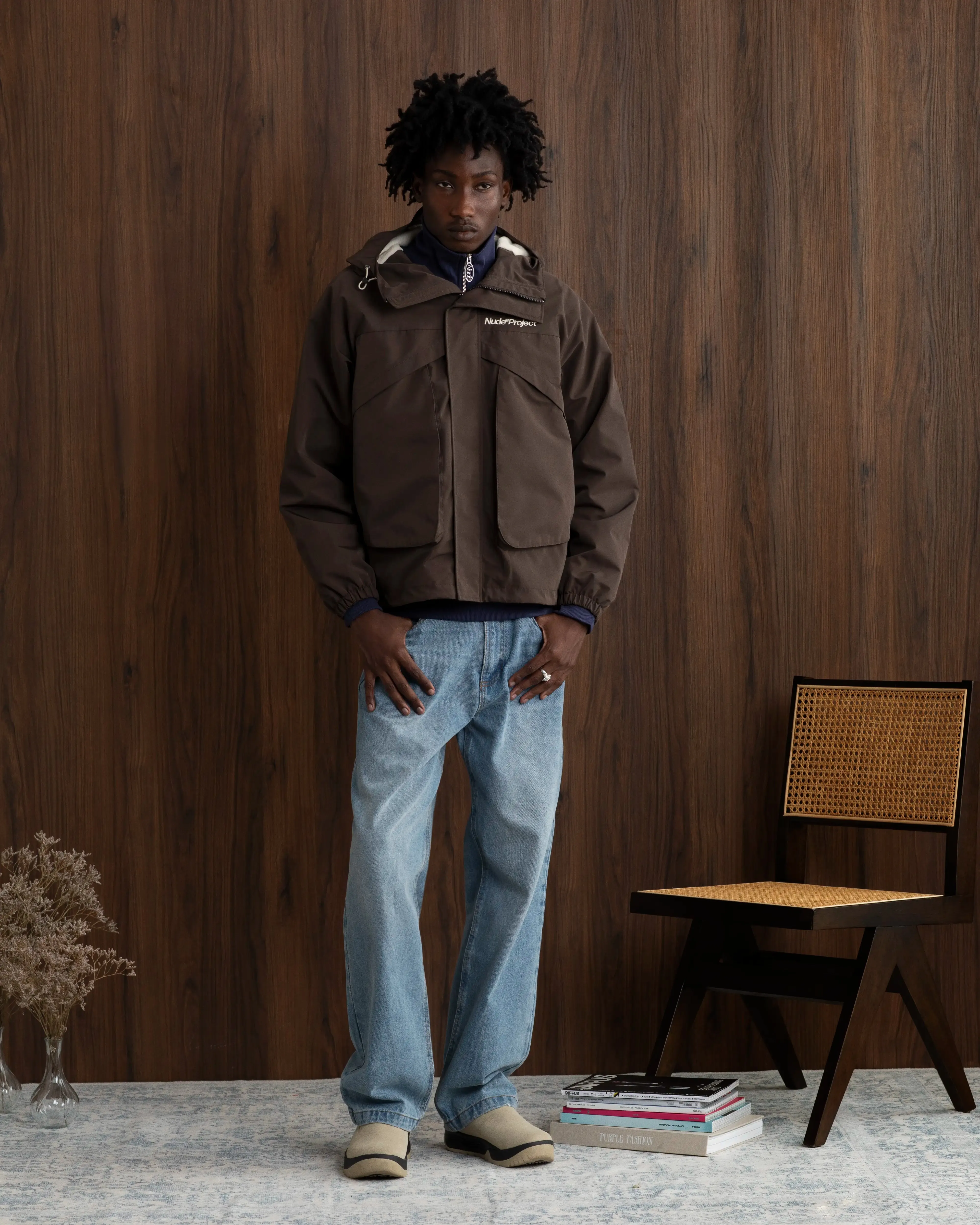 Milestones Windbreaker Jacket Brown Minimal Detailing Chill Commute Fit