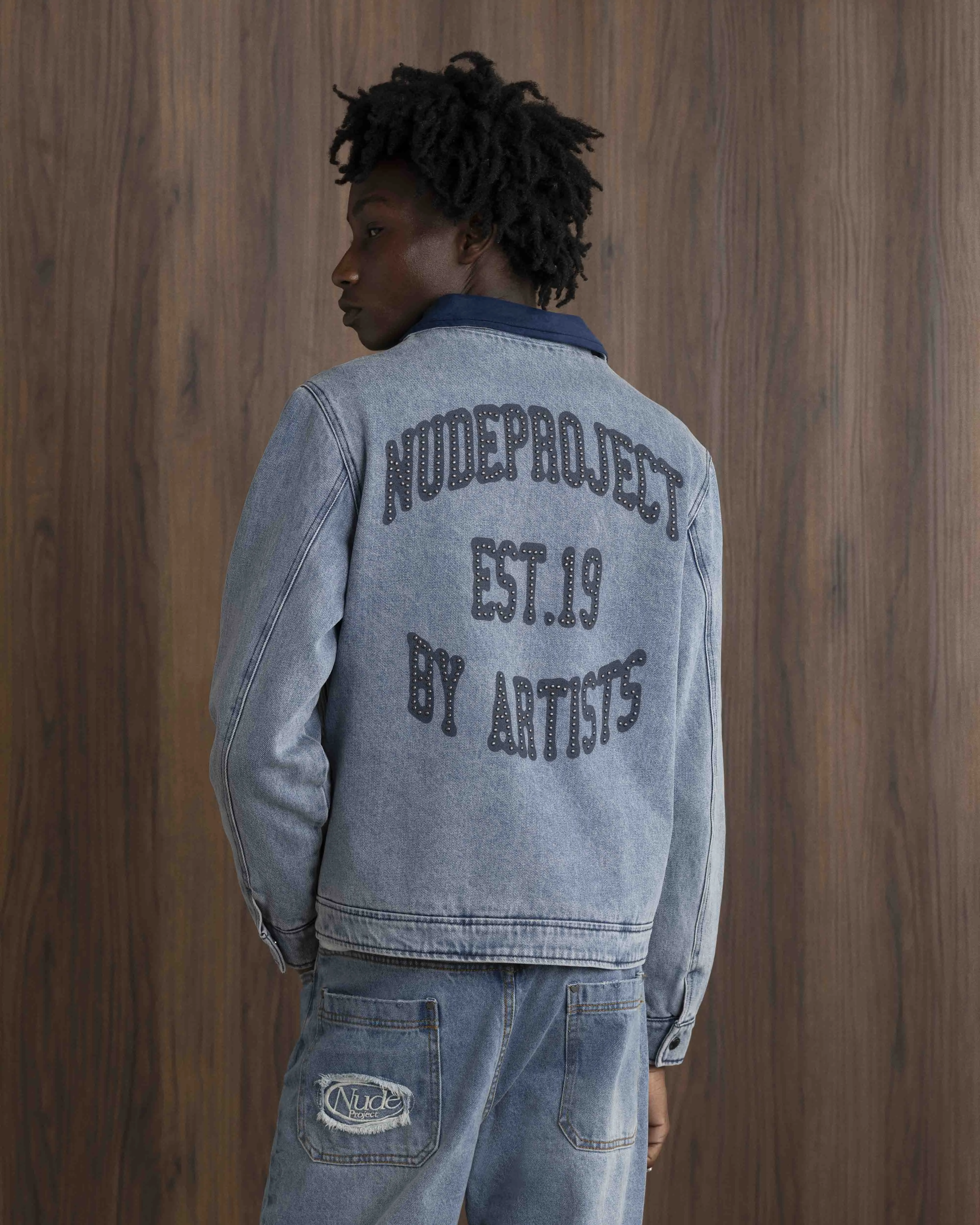 Trucker Denim Jacket Indigo ZipperClosure Multi Pocket Design