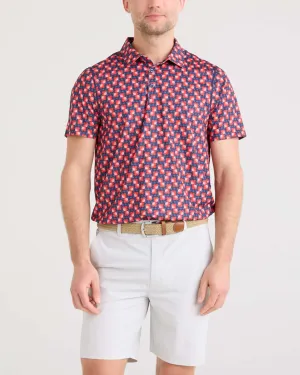 Contoured Articulation Flexible Mobility SAXX: Men's DropTemp UPF All Day Cooling Performance Polo - Fab Fresh Balls-Multi