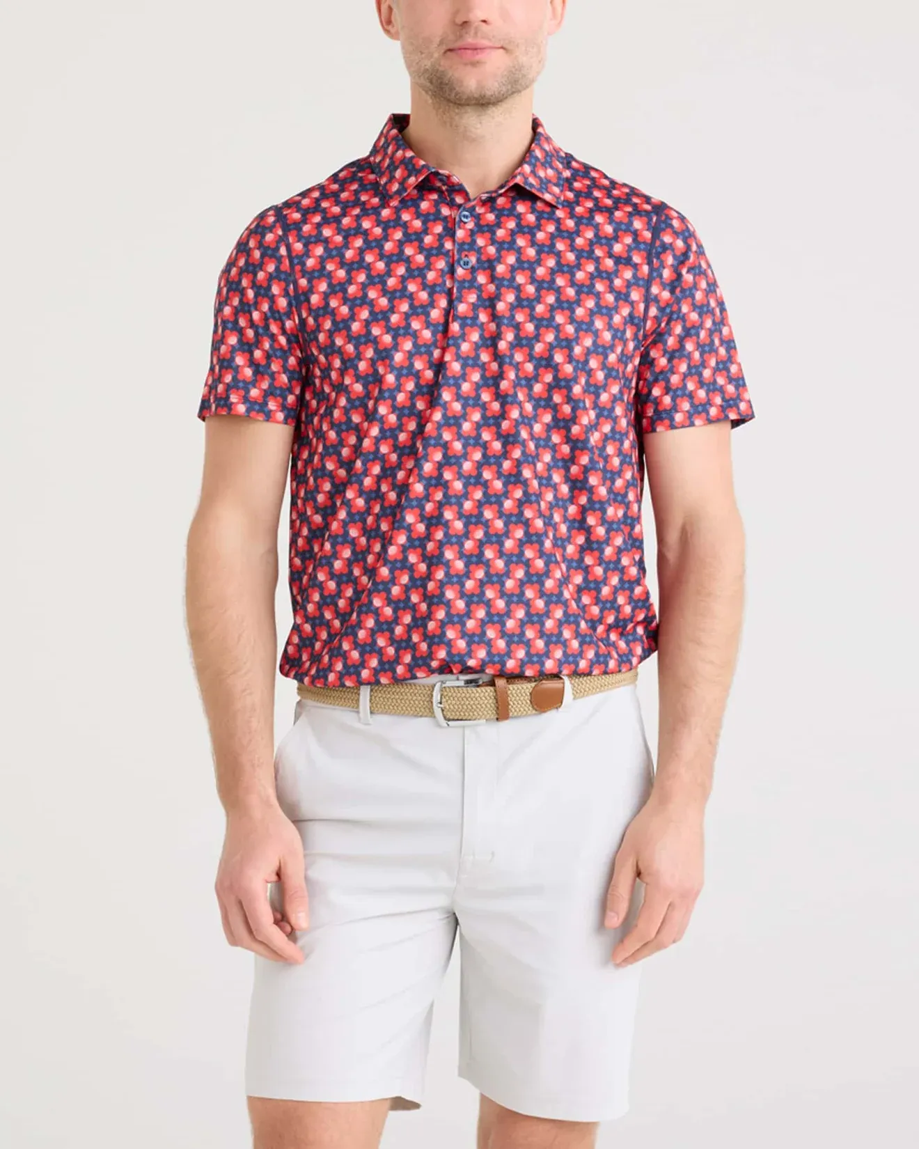 Contoured Articulation Flexible Mobility SAXX: Men's DropTemp UPF All Day Cooling Performance Polo - Fab Fresh Balls-Multi