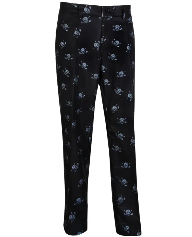 Tattoo Golf: Men's Lucky 13 Multi-Skull Print ProCool Golf Pants - Black/Charcoal dancewear Breezy Flex