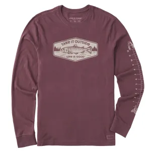 Men's Take it Outside Trout Long Sleeve Crusher Tee Non Restrictive Silhouette Wedding