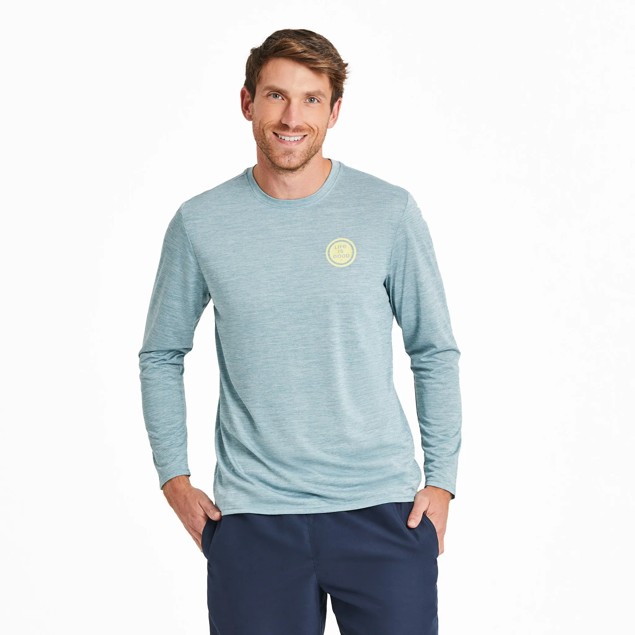 Fashion Fit Outdoor Comfort Style Men's Radiating Sun Long Sleeve Sun Crusher Tee