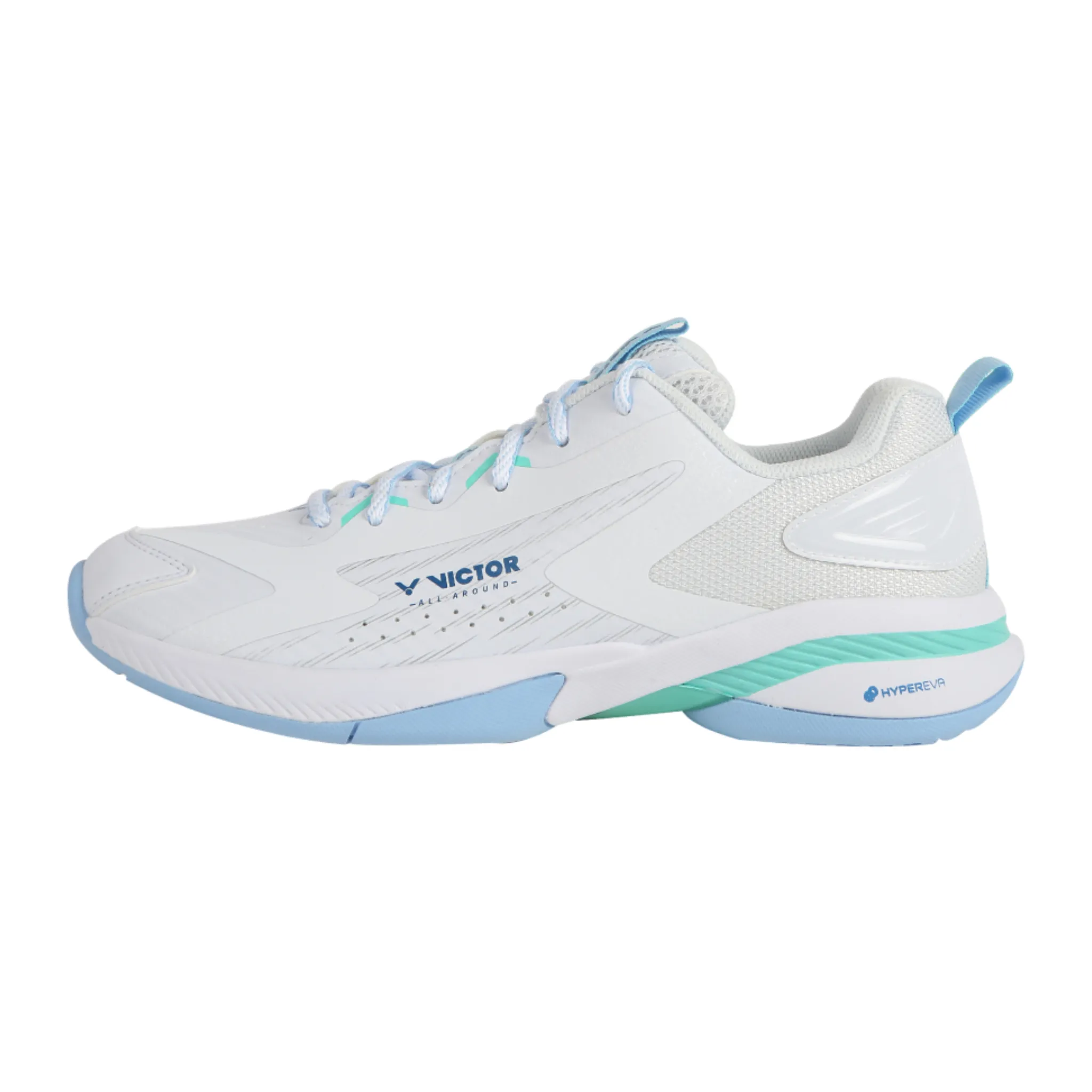 Stitched Detailing Victor A970TD-AM Unisex Court Shoes [Bright White/Aquarius]