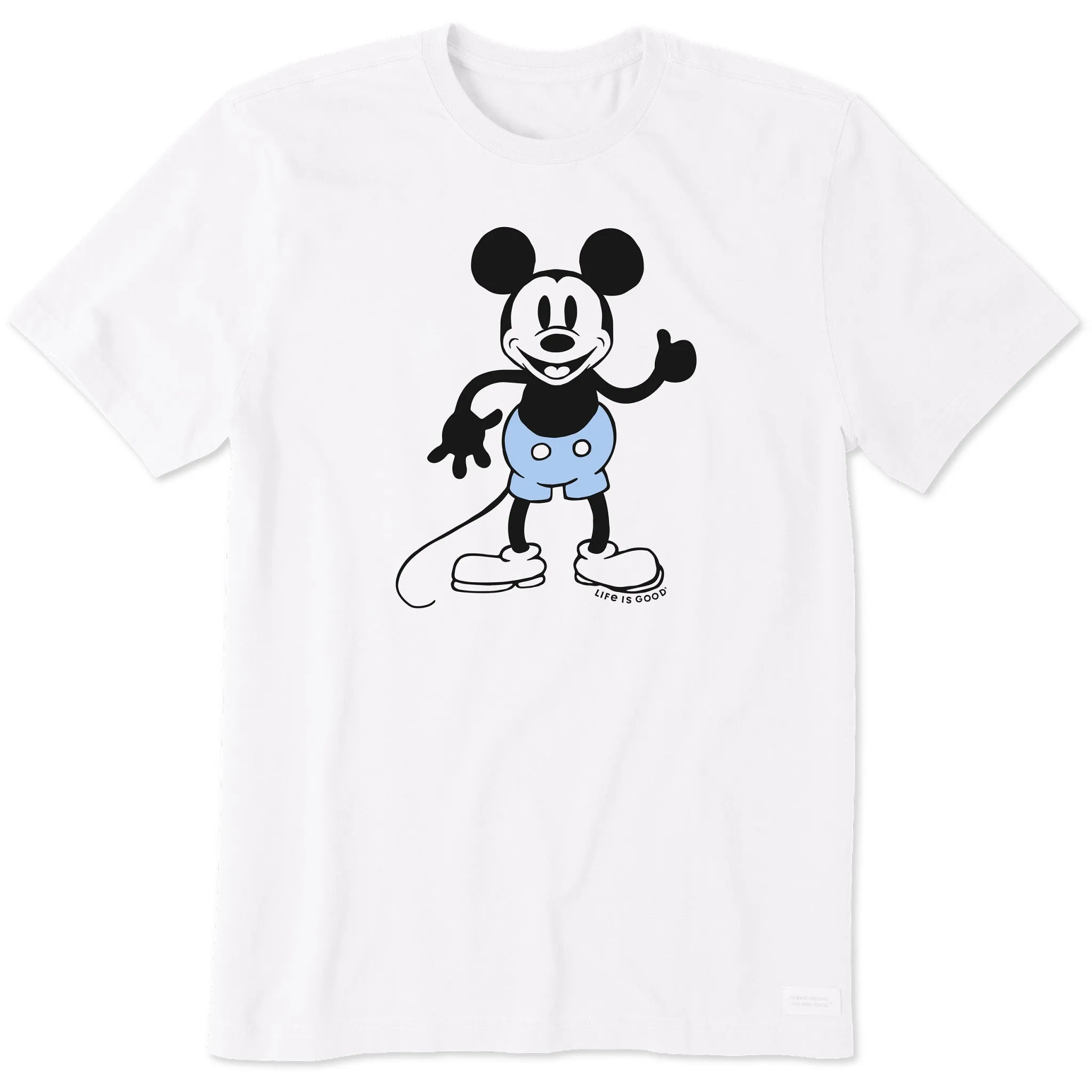 Men's Steamboat Willie Thumbs Up Short Sleeve Tee Relaxed Torso Fit Streetwear Style