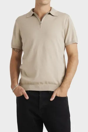 Printed Logo Chill Vibes Quarter Zip Knit Light Khaki