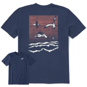 Ultra Soft Finish Lace trim Men's Seagulls Over the Water Short Sleeve Tee
