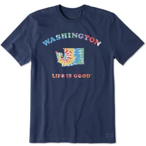 Chic and Cozy Wear Men's Tie Dye Washington Short Sleeve Crusher Tee