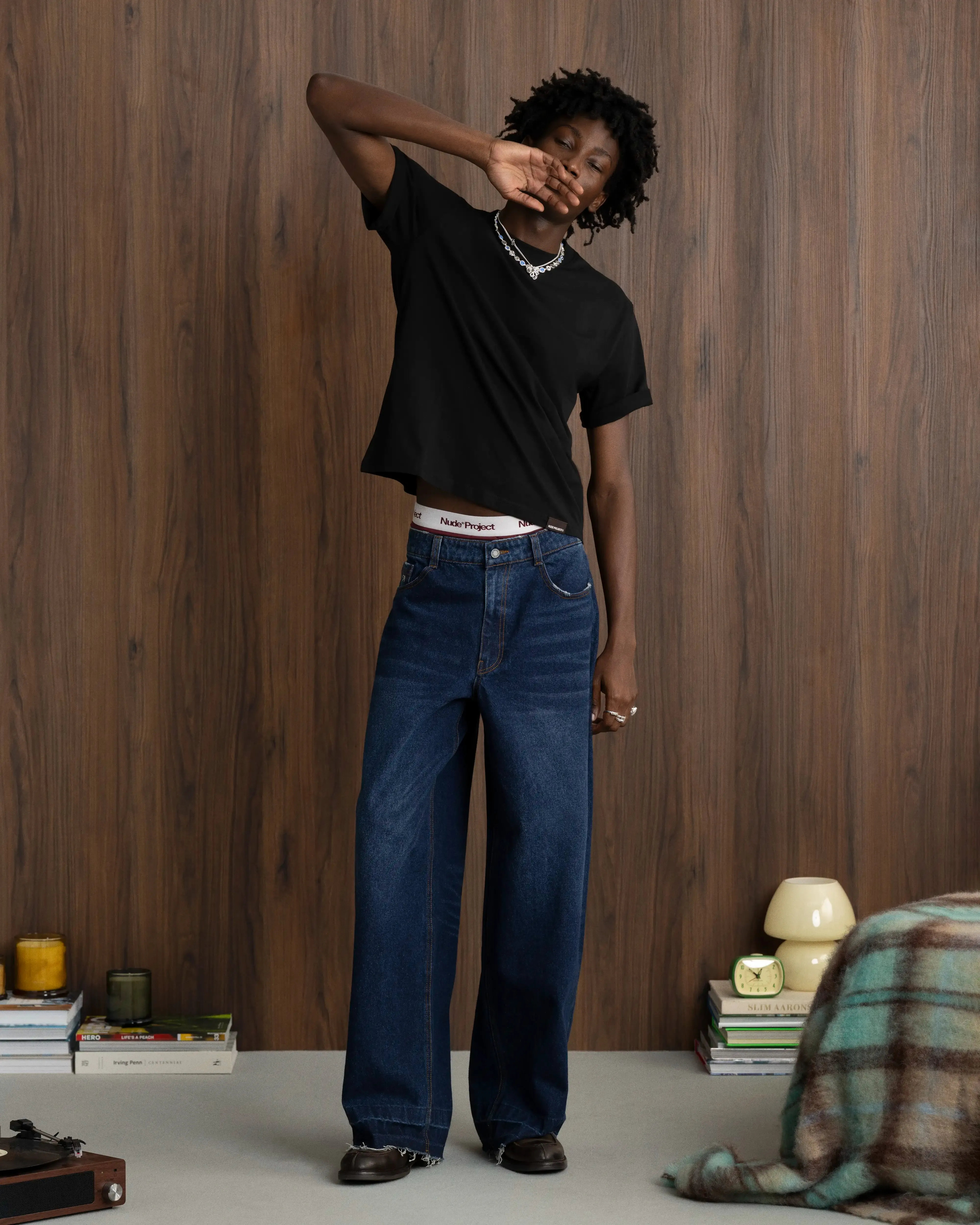 Barrel Leg Construction Weather Proof Old Baggy Jeans Indigo