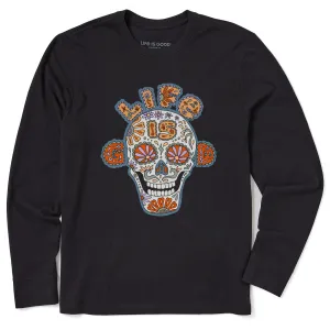 Men's Skull Long Sleeve Crusher Tee Stretchable Weave