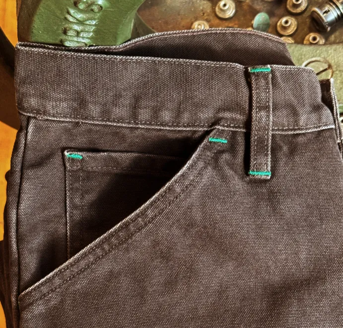 Vintage Washed Chocolate Mt Vernon Duck Double Knee Work Uniform Cozy Lining Adjustable Drawcord