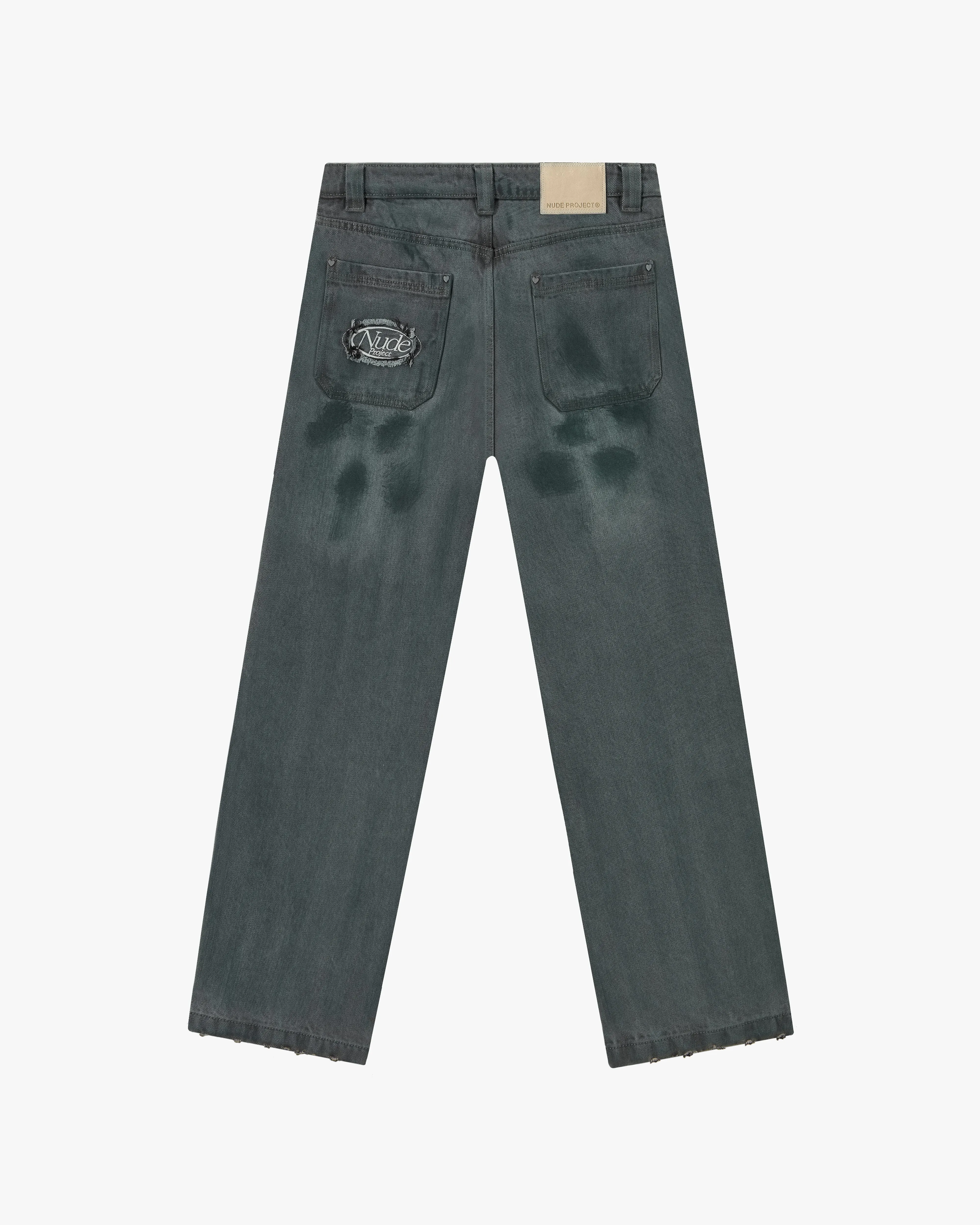 Simple Fashion Wasted Jeans Washed Green