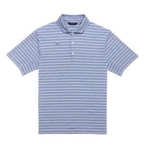 RADMOR Hudson Recycled Vintage Stripe Polo - Coastal / Cloudy Blue Beach Ready