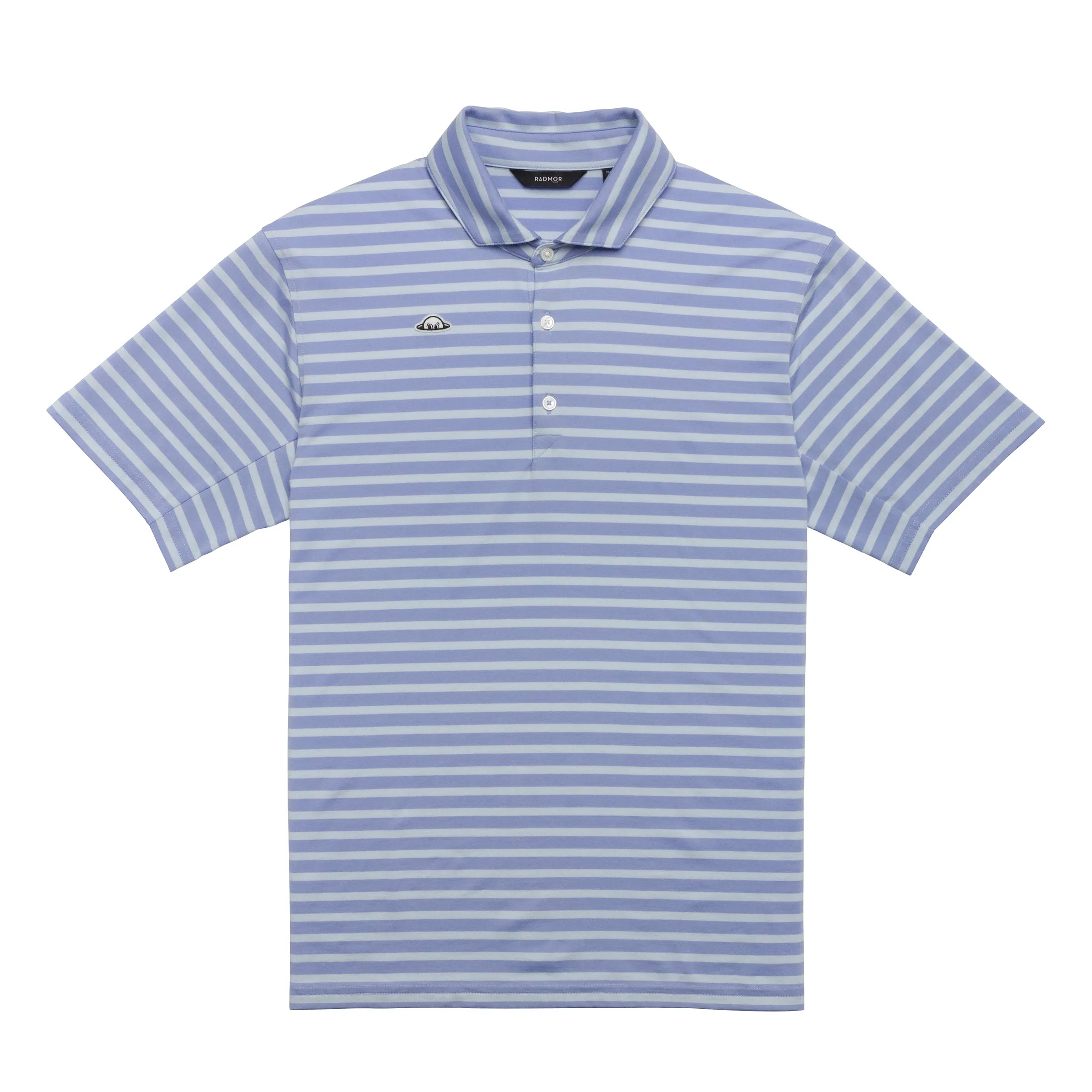 Trendy Fit Summer Layering RADMOR Hudson Recycled Vintage Stripe Polo - Coastal / Cloudy Blue