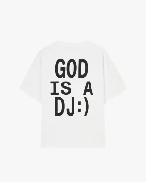 God is a DJ Tee White Yoga class