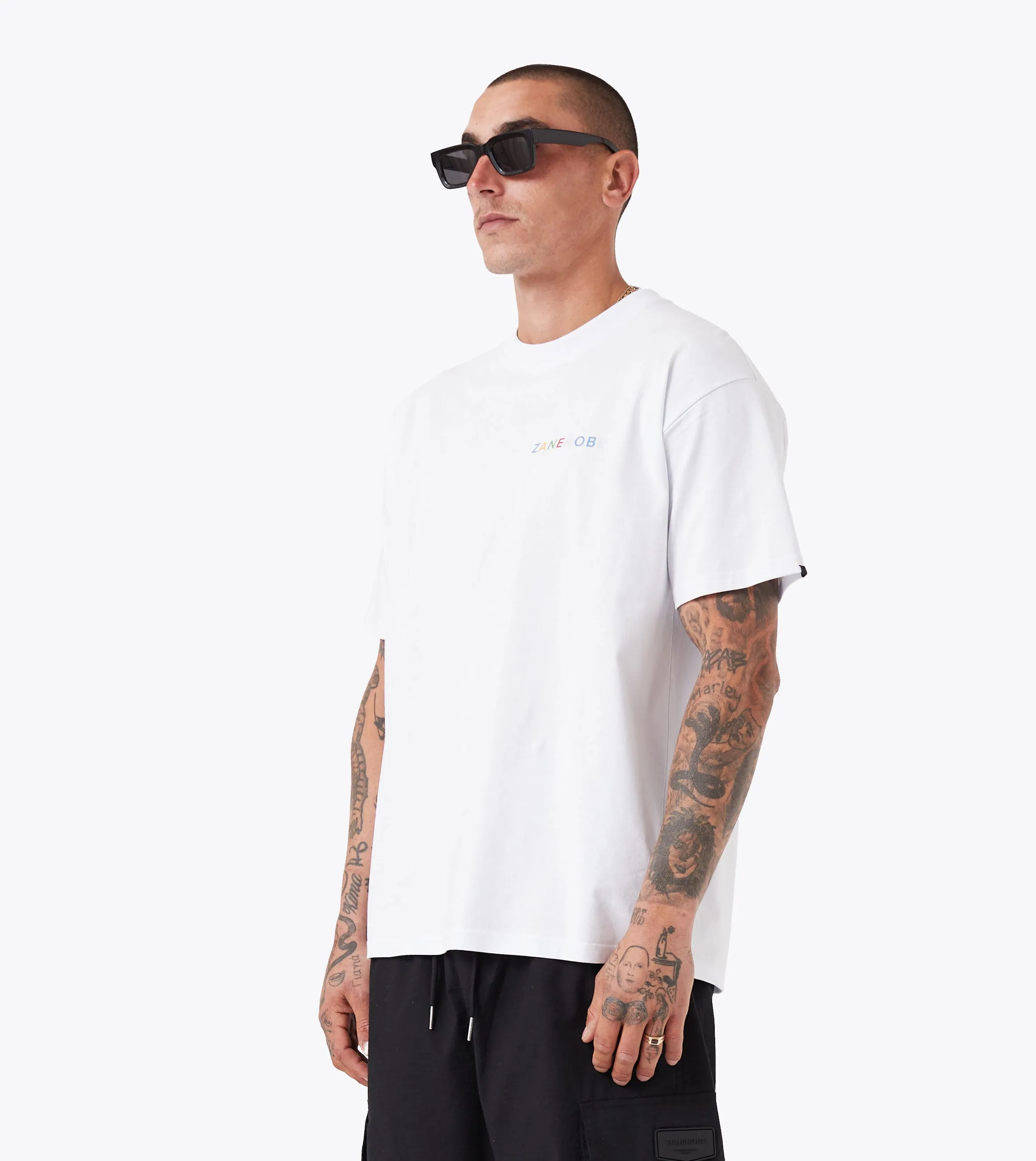 Layering Piece Rainbow Box Tee White