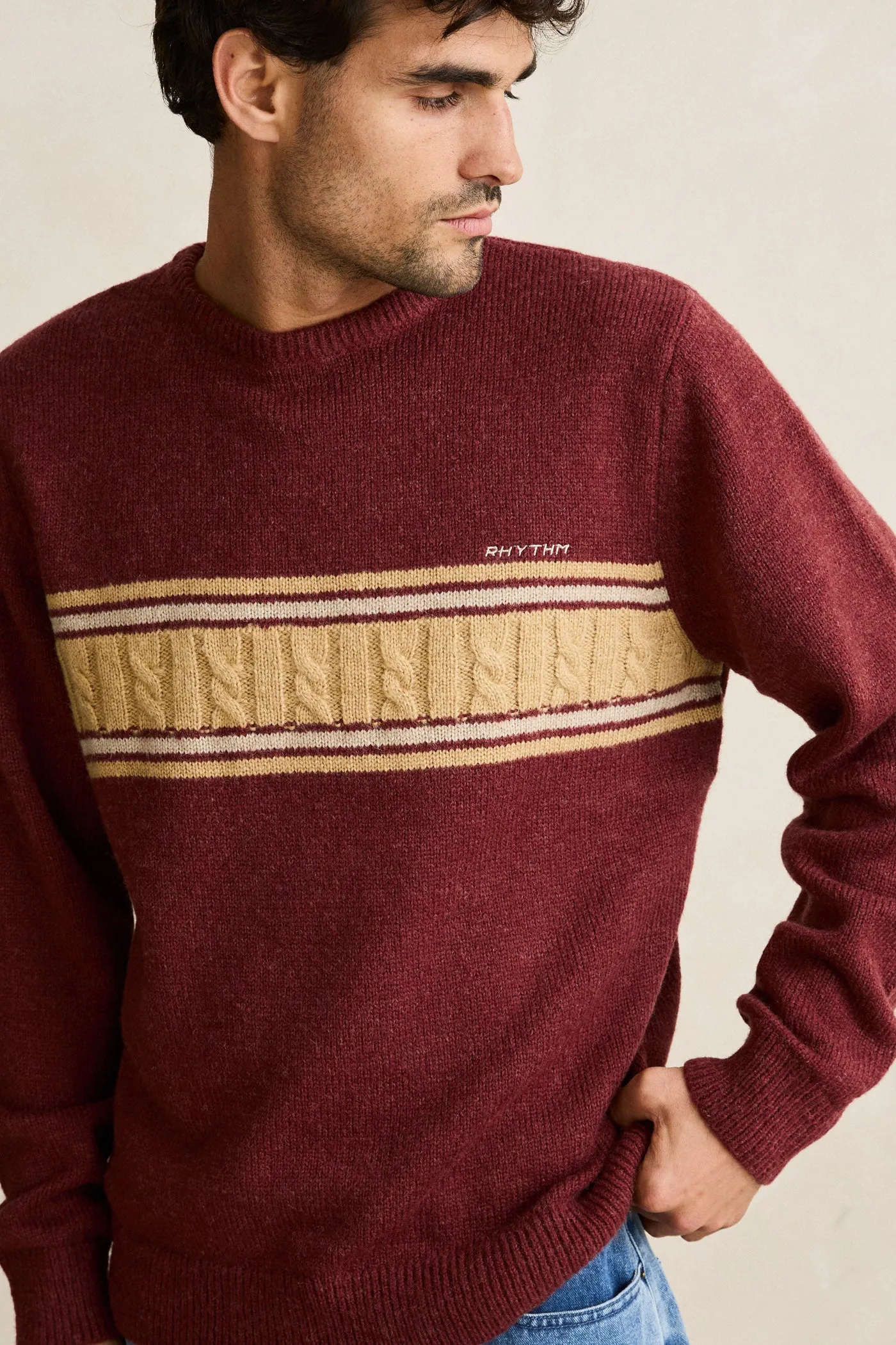 Mohair Stripe Knit Merlot Essential Layer