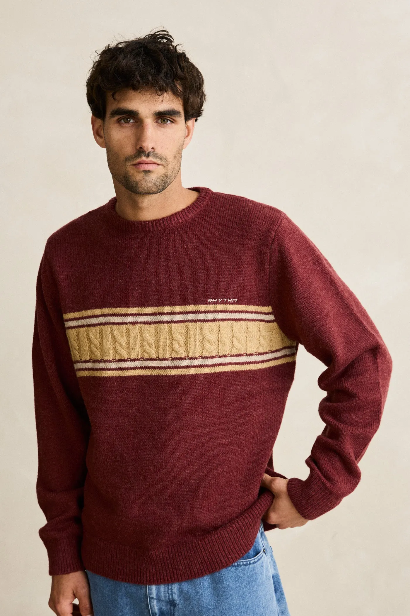 Mohair Stripe Knit Merlot Fall Outfit City Layer