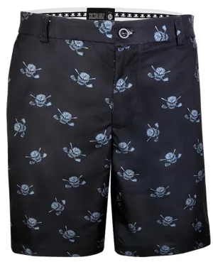 Tattoo Golf: Men's Dancing Skulls Cool-Stretch Shorts - Black/Charcoal Comfort Fit