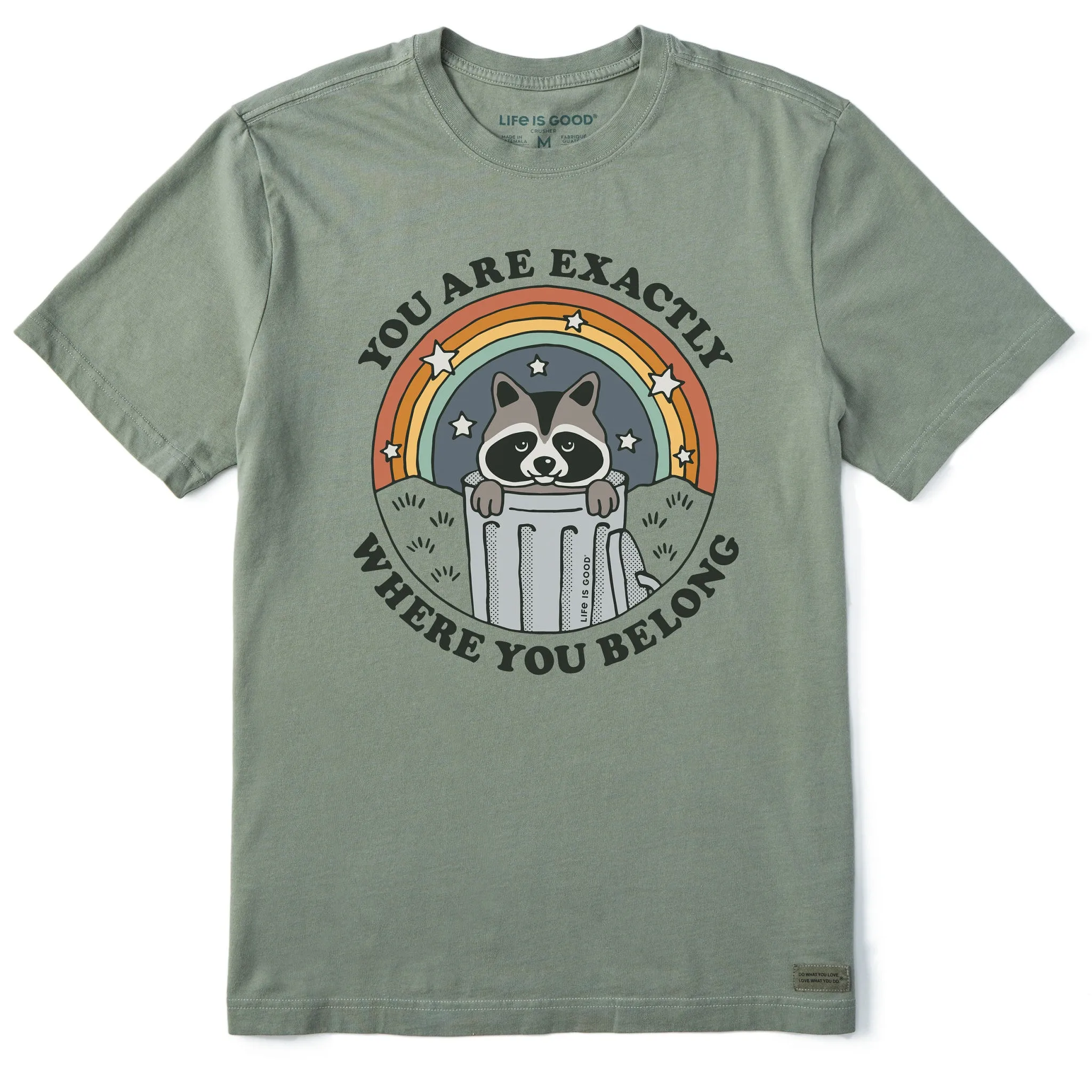 Men's Where You Belong Raccoon Short Sleeve Crusher Tee Stylish Layer Look
