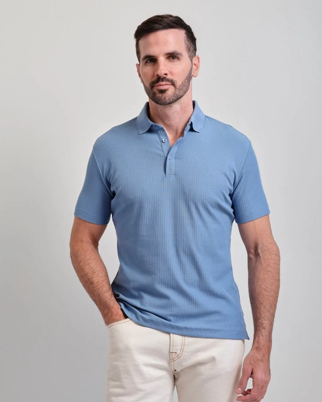 San Clemente Shaped Ribbed Polo Sporty Fashion Reinforced Collar