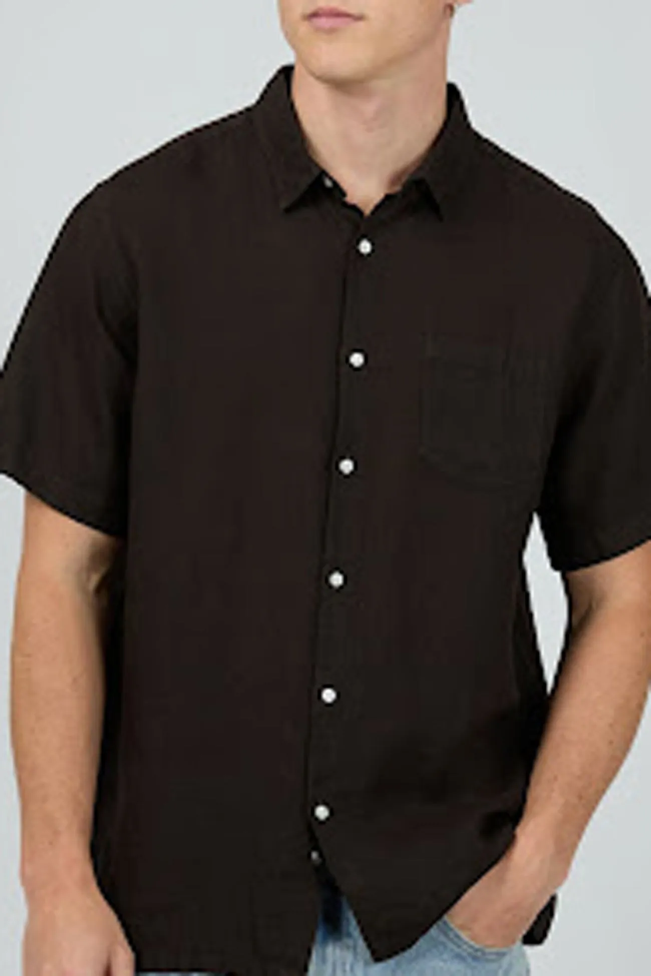 AntiPillingTreatment Stretch performance Linen Short Sleeve Shirt Black