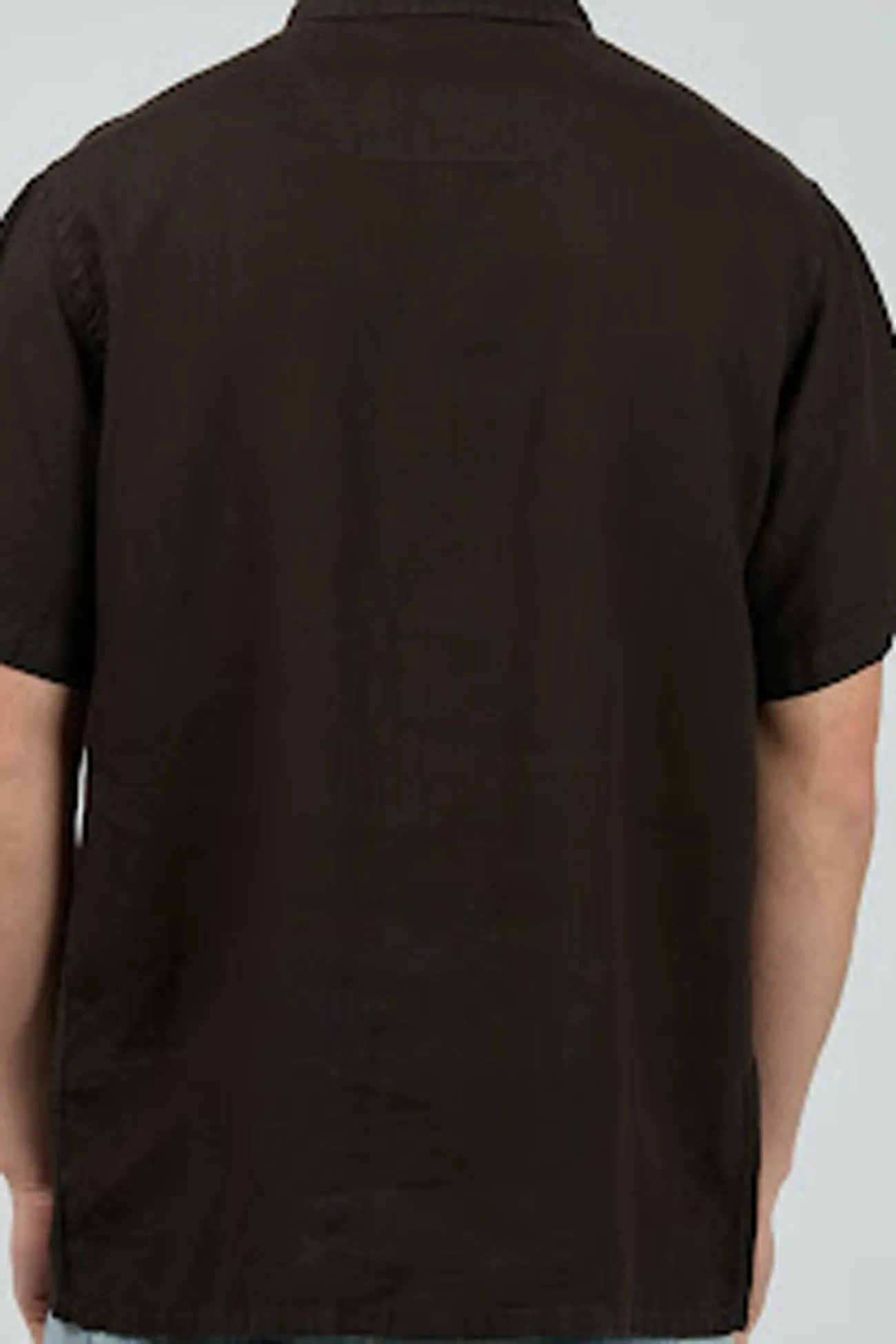 Linen Short Sleeve Shirt Black futuristic