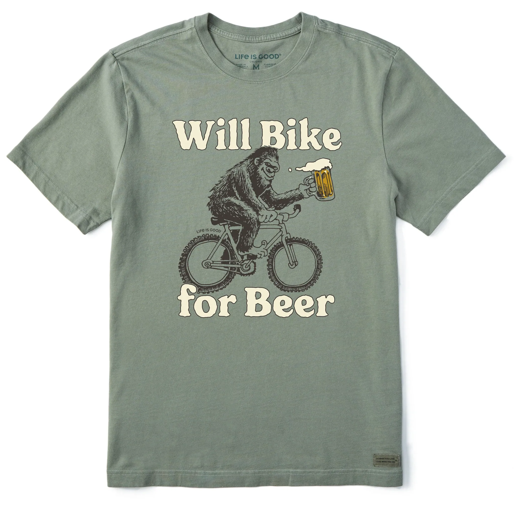 Fun and Comfortable Men's Will Bike for Beer Short Sleeve Crusher Tee